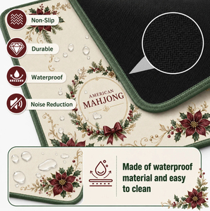 Tapis de Mahjong en Caoutchouc Imprimé Personnalisé, Faible MOQ, Vente en Gros, Imperméable, Antidérapant, en Néoprène, Housse de Table de Mahjong Américain avec Guide des Règles - Product Image 5