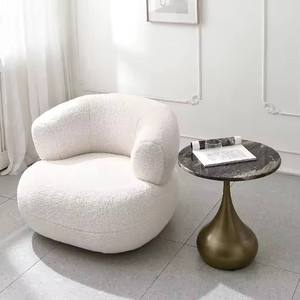 Living Room White U Shape Backrest Design Lamb Wool boucle living room <b>chairs</b> - Product Image 6