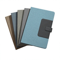 Carnet d'affaires en cuir PU à couverture rigide avec support pour téléphone et pochette pour cartes, reliure cousue à plat, logo personnalisé, cadeau d'entreprise