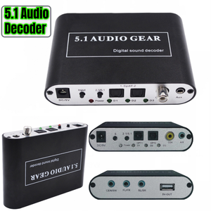 Decodificador de Audio <span class=keywords><strong>5.1</strong></span>, Sonido Digital DTS/AC3/PCM, <span class=keywords><strong>Conversor</strong></span> Óptico a Estéreo Envolvente, Digital a Analógico HD, 2 SPDIF, 3.5 AUX Coaxial - Product Image 1