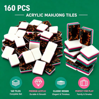 Table de Mahjong Américain de Luxe Style Tortue, 160 Tuiles Standard, 4 Couches, Acrylique Gravé, Pliable, Portable, Durable