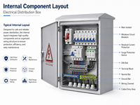 Boîtier de distribution électrique IP66 380V 630A avec verrouillage biométrique, contrôle de compensation, borne de connexion intérieure IEC CE