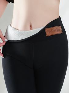 Leggings thermiques chauds et extensibles <span class=keywords><strong>pour</strong></span> femmes, avec logo personnalisé, doublure en polaire, taille haute, <span class=keywords><strong>pour</strong></span> l'hiver, vente chaude - Product Image 5