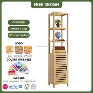 Nordic 4 Drawer Standing Bamboo Storage Cabinet Floor Cabinet Multifunctional Easy Assembly Storage Holders & Racks - Product Image 6