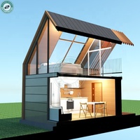 Casa Prefabricada de Aluminio con Balcón, Casa Prefabricada Tipo Loft con Techo de Cristal para Vacaciones de Luna de Miel