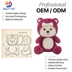 Orsetto di peluche professionale OEM personalizzato con cappuccio, orsetto di peluche personalizzato ODM per marchi, direttamente dalla fabbrica - Product Image 1