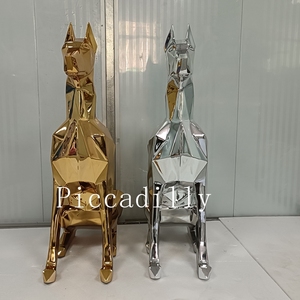 <span class=keywords><strong>Estatua</strong></span> de <span class=keywords><strong>Doberman</strong></span> doplate de fibra de vidrio, electrochapado, personalizada de fábrica, a la venta - Product Image 3