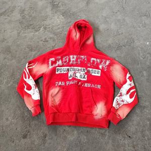 Ensemble sweat à capuche zippé et pantalon de survêtement pour homme, en coton épais, délavé à l'acide, effet soleil, coupe évasée, brodé, coupe-vent, haute qualité, hiver - Product Image 3