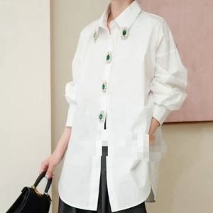 Vente en gros 2025 Automne Nouvelle Arrivée <span class=keywords><strong>Blanc</strong></span> <span class=keywords><strong>Noir</strong></span> Coton Chemises Blouses pour Femmes Manches Longues Lâche Casual Tops <span class=keywords><strong>Femme</strong></span> Vêtements - Product Image 5