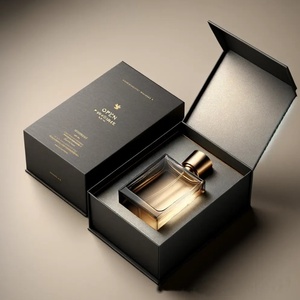 Boîte cadeau de parfum haut de gamme en papier double cuivre, personnalisée avec estampage à chaud, type livre à couvercles rabattables, vente directe usine - Product Image 1