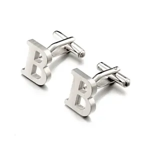 Luxury Mens Custom Jewelry Accessories 26 English Inital Letters Stainless Steel Cufflinks