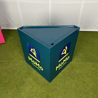 Comptoir de service pliable en métal Africa MTN MoMo Triangle, matériaux recyclés, logo personnalisé pour la promotion en zone piétonne