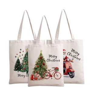 Sac fourre-tout en toile de coton personnalisé avec motif de lettres de Noël, recyclable, avec fermeture éclair et bandoulière pour le shopping - Product Image 1