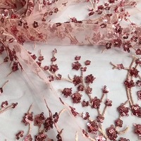 Tissu jacquard brodé en tricot DIY, 100% acrylique, résistant à l'abrasion, avec des paillettes brodées, motif d'arbre grand format, dentelle de mariage, garniture pour filles