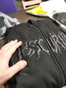 300g cottontop chất lượng thời trang dạo phố Puff in ấn denim Hoodies Terry dây kéo thiết kế quần áo Nước Mắt Thiết kế Hoodies thêu - Product Image 6