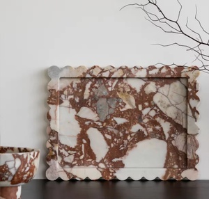 ถาดหินอ่อนธรรมชาติขนาดใหญ่ 40x30x2.5 ซม. ยี่ห้อ SAIDKOCC <span class=keywords><strong>ราคา</strong></span>จริง ถาดใส่ของตกแต่งบ้าน ขอบลายดอกไม้ หรูหรา - Product Image 2