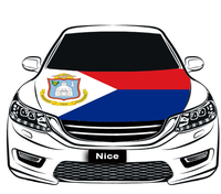 Housse de capot de voiture en polyester avec impression numérique du drapeau de Sainte-Kitts et Nevis, imperméable, élastique et extensible, pour la décoration du capot moteur