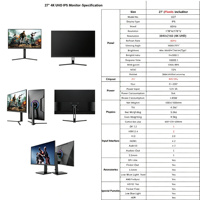 Nouvel écran 27 pouces 4K UHD IPS 60Hz DP à cadre fin, écran large, 99% SRGB pour le bureau, la maison et les entreprises