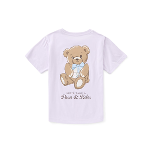 Summer Soft Comfortable Breathable Purple Boys Sleepwear T-Shirt Short Sleeve Cartoon Bear Print Cotton Kids Pajama Top - Product Image 2