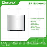 SOLVEX Saluran Pembuangan Lantai Dapur Modern Bahan Seng Penutup Baja Tahan Karat 10x10cm 130g Permukaan Disikat/Krom Anti-Korosi Berulir