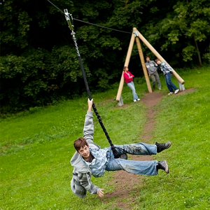 Tirolesa para Niños con Freno de Seguridad, Tirolesa <span class=keywords><strong>Infantil</strong></span> para Exteriores con Asiento Ergonómico para <span class=keywords><strong>Jardín</strong></span> o Patio Trasero - Product Image 1