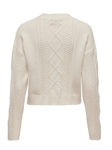 Cardigan court en maille torsadée pour femme, col en V, manches longues, à nouer, doux et décontracté, pour l'hiver - Product Image 3