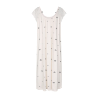 Personnalisable grande taille chemise de nuit pour femmes blanc imprimé fleuri nœud manches courtes col rond dentelle lait soie Robe pyjamas