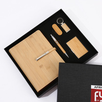 Ensemble de cahiers d'affaires en bois de bambou bloc-notes cadeau souvenir carnet de notes couleur bois pur cadeau d'affaires ensemble promotionnel