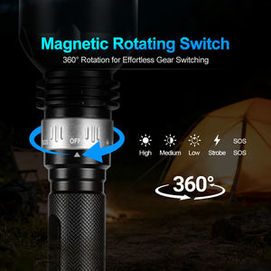 WOSEN Aluminum Alloy Diving Flashlight Amphibious <b>Lighting</b> Magnetic Rotary Switch 5 Brightness Modes Practical Dive Flashlight - Product Image 4