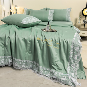 Ánh sáng sang trọng rửa lụa mùa hè Chăn bốn mảnh băng lụa mùa hè Chăn điều hòa không khí được thêu mát mẻ chăn Lụa mùa hè - Product Image 2