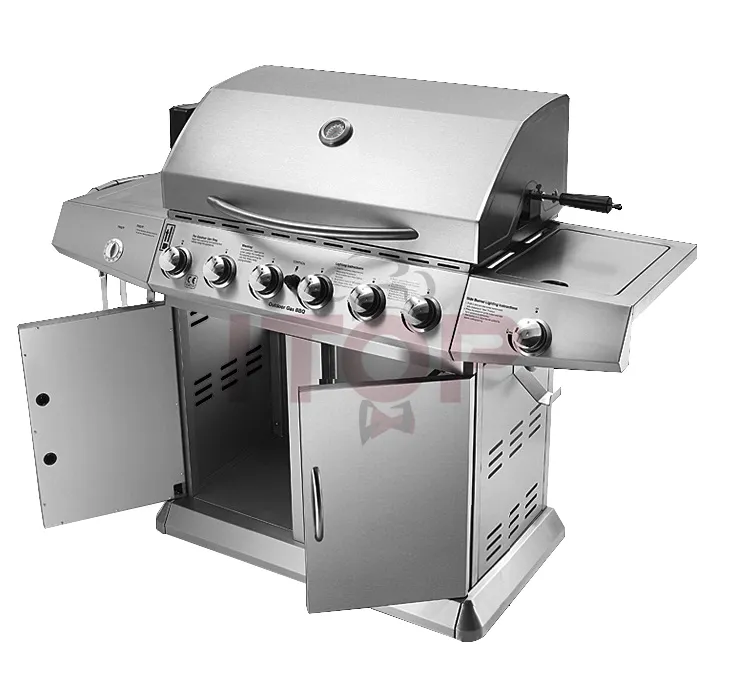 Xe Đẩy Bằng Thép Không Gỉ Không Khói Bán Buôn Thương Mại Ngoài Trời Máy Nướng Gas Bbq