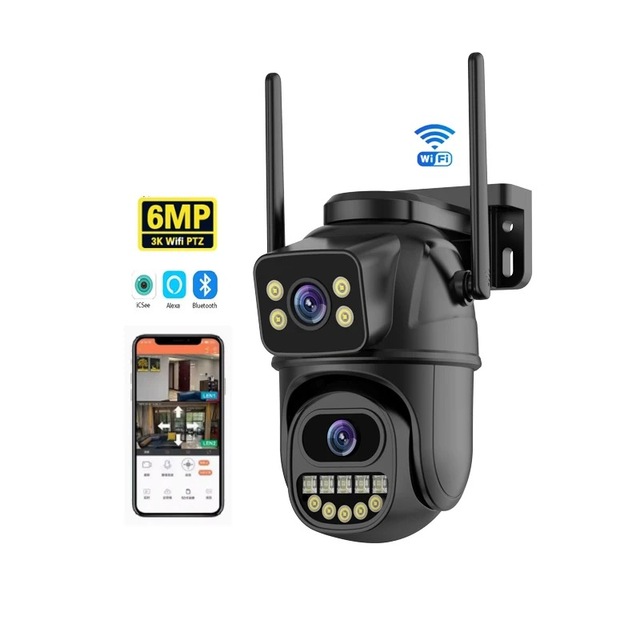 8MP WiFi Outdoor Security PTZ IP Camera 4K 4X Digital Zoom Dual Lens Night Vision CMOS AI Human Detect 4K 8MP Surveillance