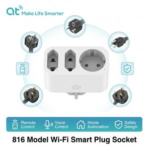 Prise intelligente WiFi modèle EU Standard, adaptateur multi-prises 3 voies, prise de courant télécommandée sans fil avec minuterie, commande vocale - Product Image 1