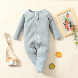 Groothandel Aangepaste Lange Mouw Rits <span class=keywords><strong>Baby</strong></span> Jongens Meisjes Rompertjes <span class=keywords><strong>Baby</strong></span> Kleding <span class=keywords><strong>Baby</strong></span> Jumpsuit - Product Image 1