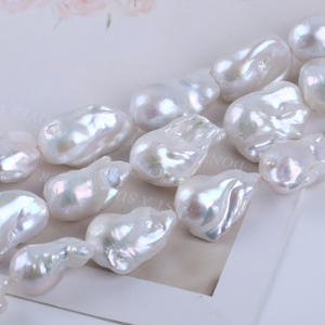 Collier et bracelet en perles blanches de grande taille Zhuji 14-18 mm, perles de culture d'eau douce naturelles, forme de pomme de terre, perles Keshi en vrac - Product Image 5