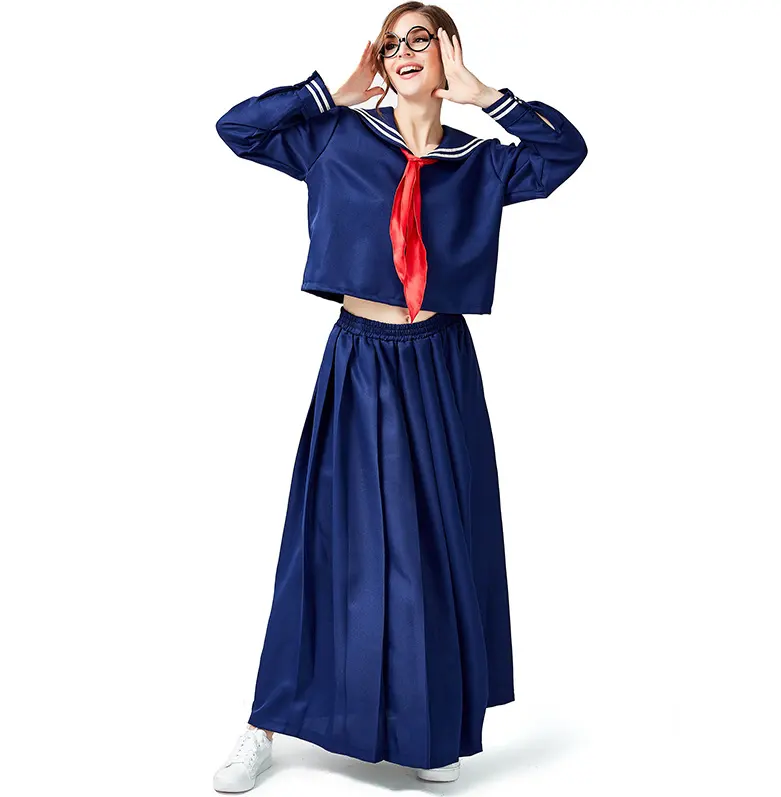 Adult female navy blue Feng shui hand student casual suit