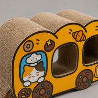 Griffoir pour chat en carton ondulé jaune en forme de pain, tunnel de griffonnage pour chats 60x34x23cm