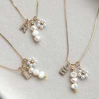 Collier à chaîne en acier inoxydable avec perles d'eau douce naturelles pour dames-Bijoux élégants