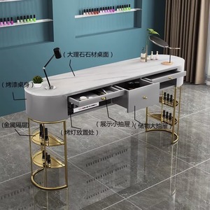 Luxury Nail Bar Salon Furniture Marble <b>Table</b> and Chairstables Leg Metal <b>Gold</b> <b>Side</b> Manicuretable Set - Product Image 4