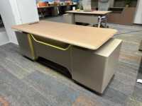 Bureau de direction écologique haut de gamme en forme de L avec rangement Poste de travail de bureau moderne en bois pour
