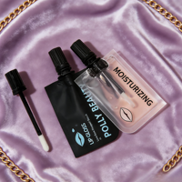 Échantillon de sachet personnalisé avec logo, 10 ml, emballage pour gloss à lèvres, sac en mylar avec finition mate, laminage, bec verseur et brosse
