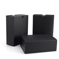 Boîte cadeau rectangulaire en carton noir personnalisée avec couvercle et enveloppe, boîte à portefeuille en feuille d'or pour l'emballage