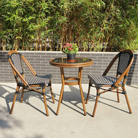 Chaises de bistrot françaises modernes toutes saisons, en rotin PE multicolore, tissées à la main, chaise de camping populaire