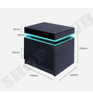 NEW <strong>Tables</strong> <strong>Side</strong> <strong>Table</strong> 3 Drawers RGB LED High <strong>Gloss</strong> Nightstand White <strong>Black</strong> - Product Image 3