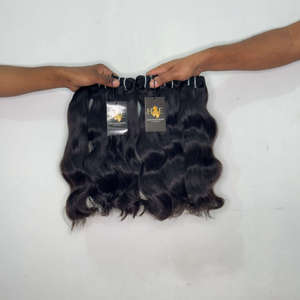 Cabello humano virgen indio natural de templo, cabello virgen indio natural de niña joven con cutícula intacta, paquetes de cabello sin procesar para proveedores. - Product Image 2