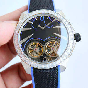 Reloj de Pulsera Mecánico para Hombre, con Caja Plateada, Cristal de Zafiro Doble, Tourbillon, Correa Amarilla y Negra, para Uso Diario y Casual - Product Image 3