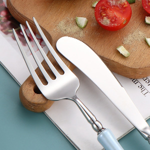 Elegante Juego de Cubiertos de Acero Inoxidable 304 con Mango de Cerámica, Cuchillo, Tenedor y Cuchara para Cena, Cubertería de Lujo para Hotel, Regalo - Product Image 3