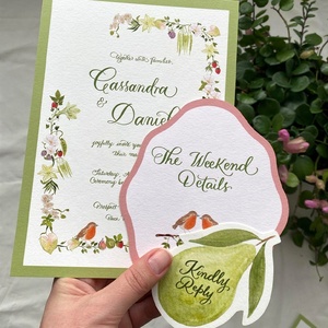 Tarjetas de Invitación de Boda de Lujo con Forma Irregular, Acabado Mate, con Diseño Personalizado para Pequeñas Empresas - Product Image 1