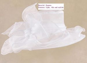 Chapeau cloche en organza pour <span class=keywords><strong>femme</strong></span>, fascinateur Derby pour fête du thé, mariage, chapeau d'été de plage - Product Image 4
