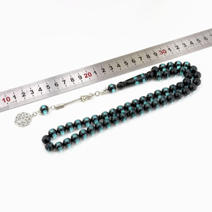 Cuentas de Oración Musulmanas de Resina Negra de 10mm, 51 Piezas, Pulsera Tasbih, Rosario Islámico Imam Sobha Kir - Product Image 5